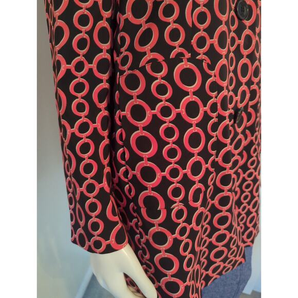 NINE WEST Women Button Front Black Orange Jacket Overcoat A Line Sze 10 Like New - Picture 4 of 8